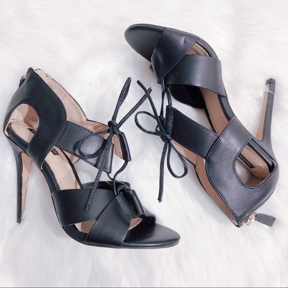 H&M Genuine Leather Lace Up Sandals — NEW - Picture 1 of 5